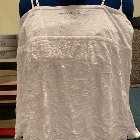 DKNY Lace Jersey White Tank Top CAMISOLE - Picture 2 of 3
